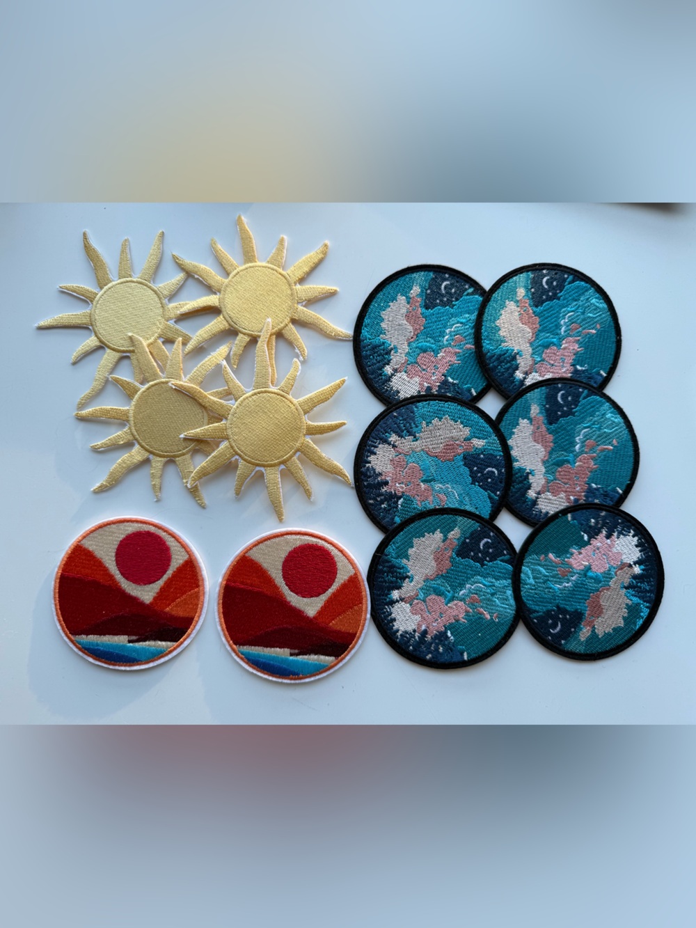 Sun, Ocean Wave & Sunset Embroidered Patch Set